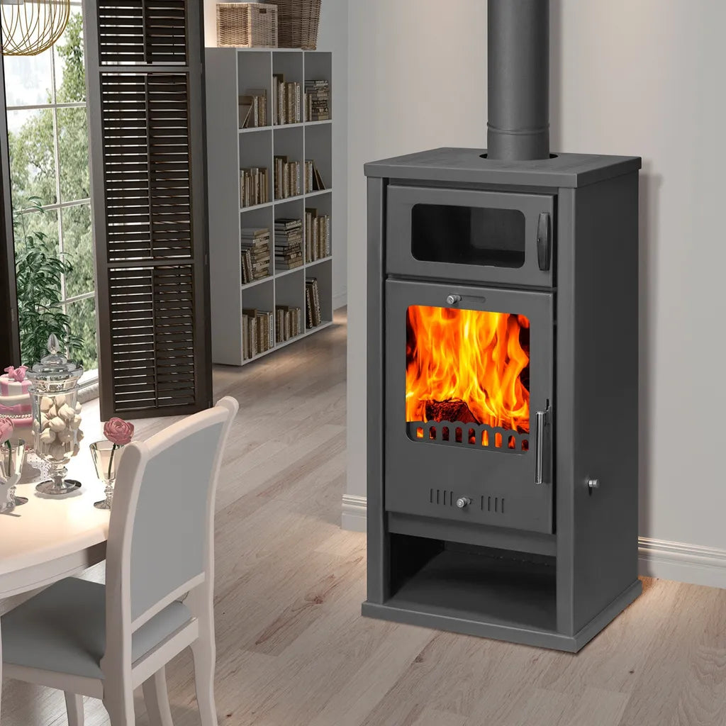 Kaminofen Grafit-Schwarz – 7.8 kW, Hohe Effizienz 77%