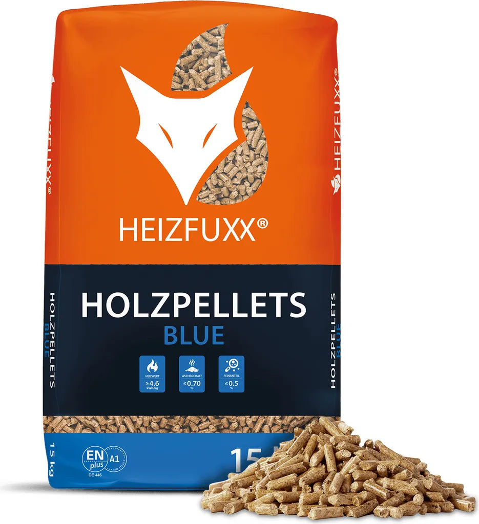 Heizfuxx Holzpellets Blue – 15 kg x 65 Sacchi, 975 kg Peletă