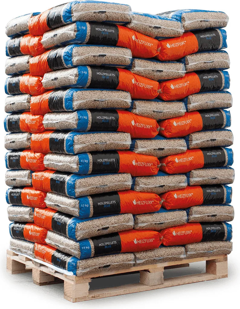 Heizfuxx Holzpellets Blue – 15 kg x 65 Sacchi, 975 kg Peletă